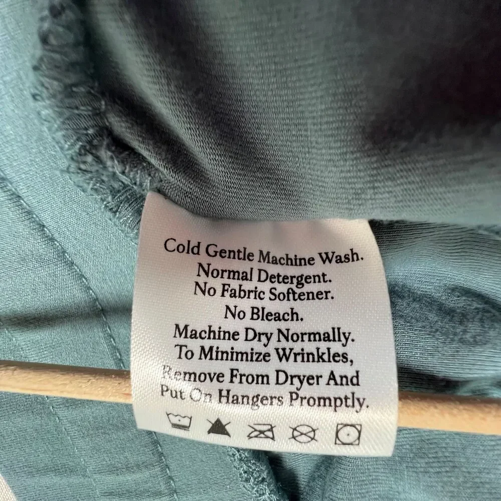 Cozy Earth Bamboo Teal Blue Pajama Lounge Pants Drawstring Men’s L Athleisure